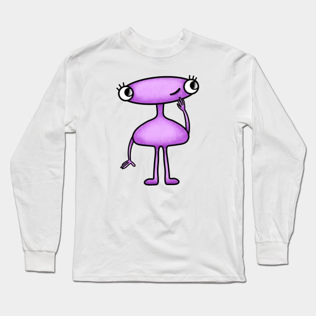 curious cute alien Long Sleeve T-Shirt by Kuchinska design